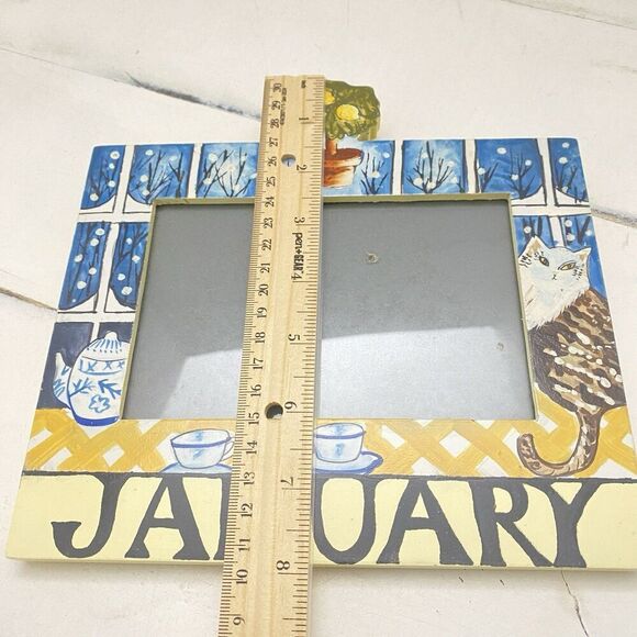 Vtg Exposures Hand Painted "January" Months of the Year 4X6 Picture Frame Winter - Picture 3 of 14